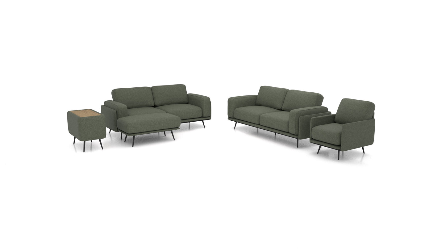 OIKO L+, modularna sjedeća garnitura FEYDOM u tkanini Velare ET-38 Pine, tamno drvo