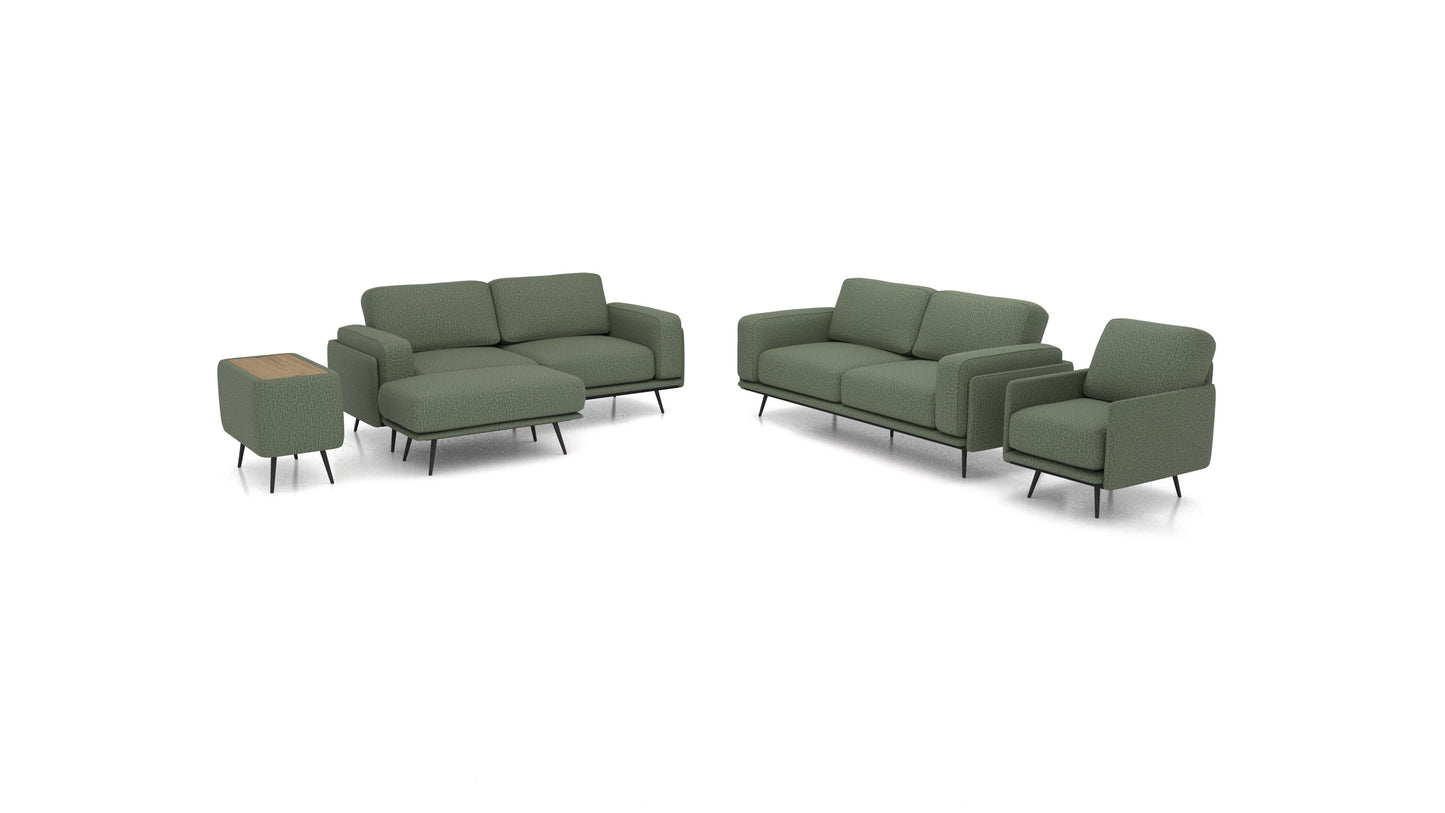OIKO L+, modularna sjedeća garnitura FEYDOM u tkanini Heim HM-39 Forest, tamno drvo