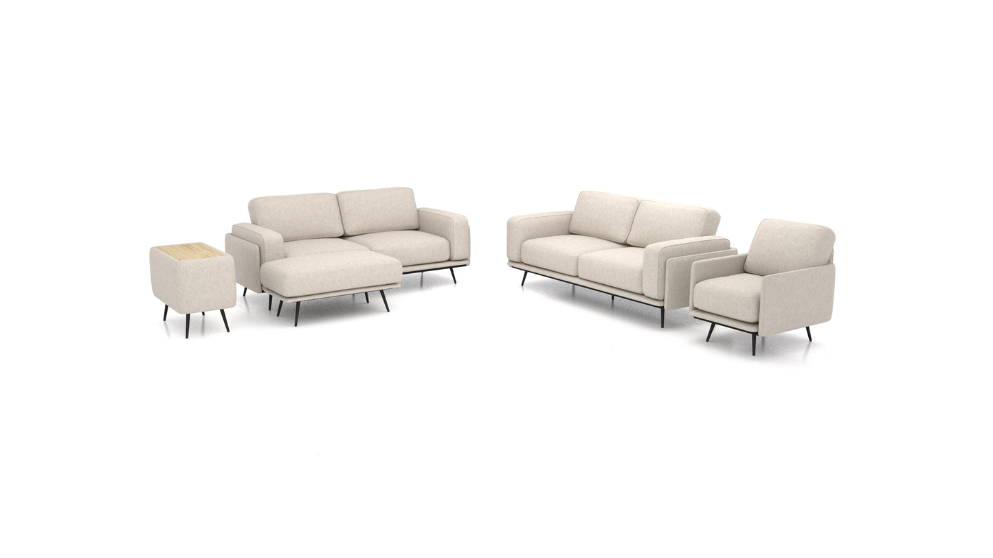 OIKO L+, modularna sjedeća garnitura FEYDOM u tkanini Icon IC-02 Natur, svijetlo drvo