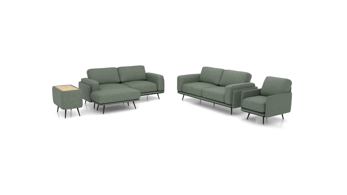 OIKO L+, modularna sjedeća garnitura FEYDOM u tkanini Icon IC-39 Forest, svijetlo drvo