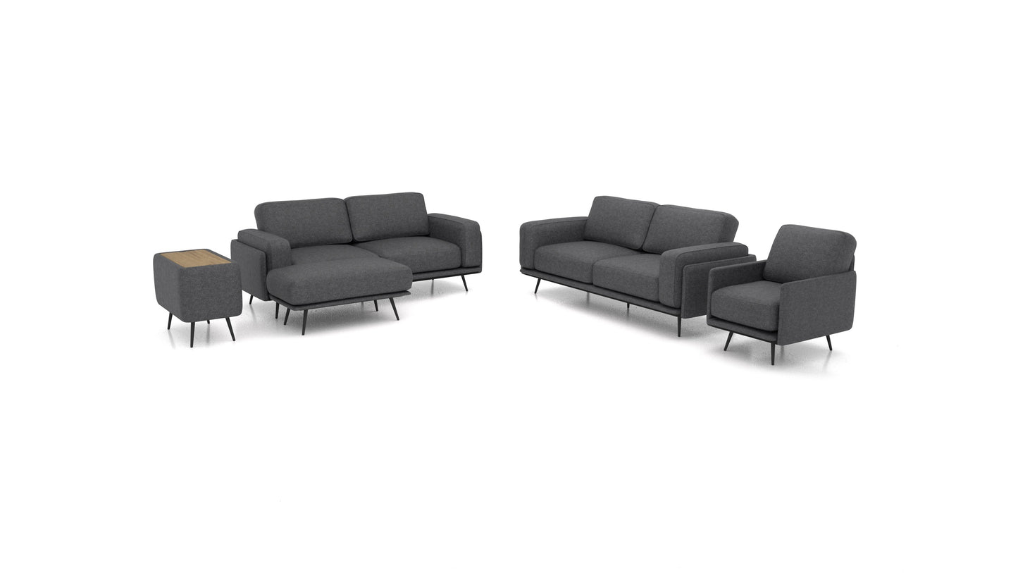 OIKO L+, modularna sjedeća garnitura FEYDOM u tkanini Icon IC-99 Umbra, tamno drvo