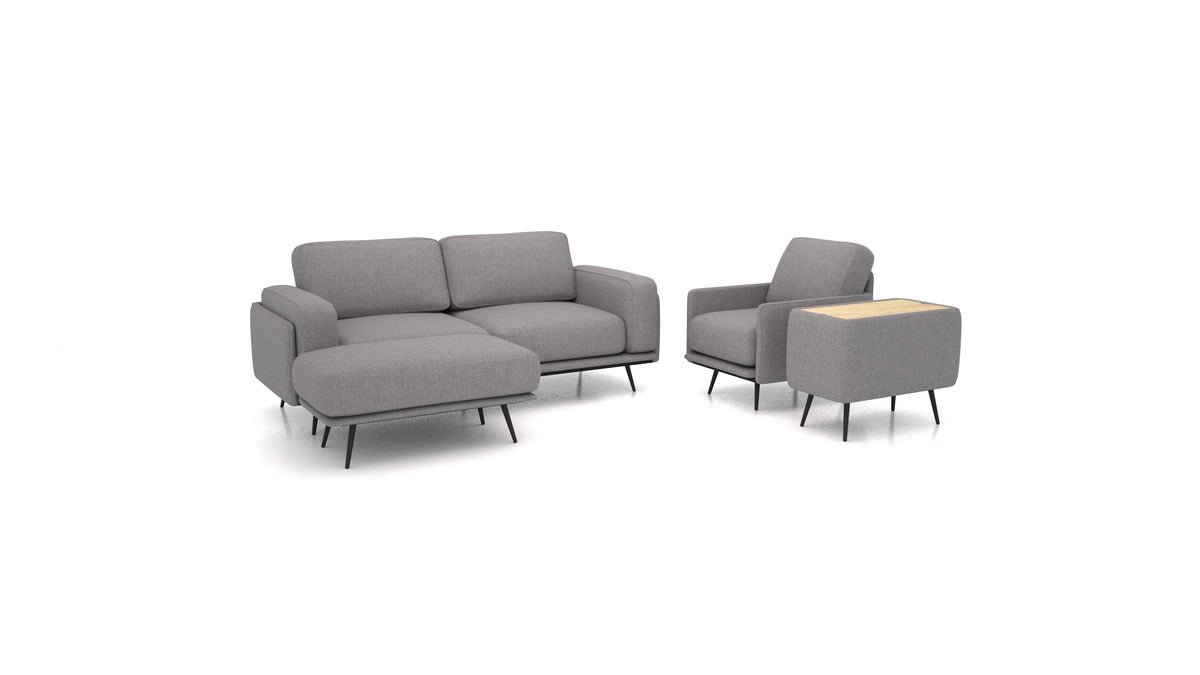 OIKO M+, modularna sjedeća garnitura FEYDOM u tkanini Velare ET-14 Middle Grey, svijetlo drvo