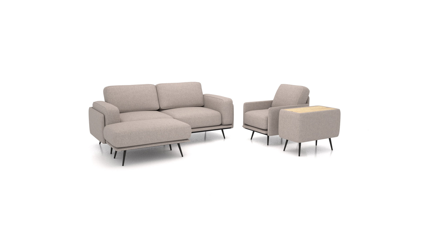 OIKO M+, modularna sjedeća garnitura FEYDOM u tkanini Velare ET-15 Light Grey, svijetlo drvo