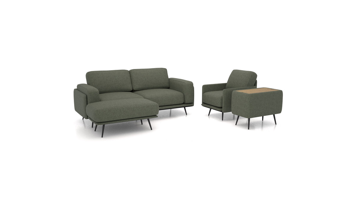 OIKO M+, modularna sjedeća garnitura FEYDOM u tkanini Velare ET-38 Pine, tamno drvo