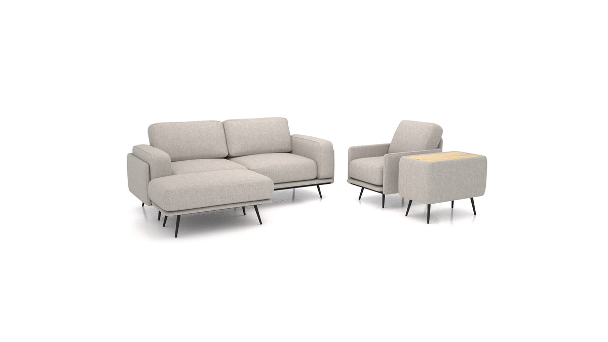OIKO M+, modularna sjedeća garnitura FEYDOM u tkanini Phoenix FE-84 Middle Grey, svijetlo drvo