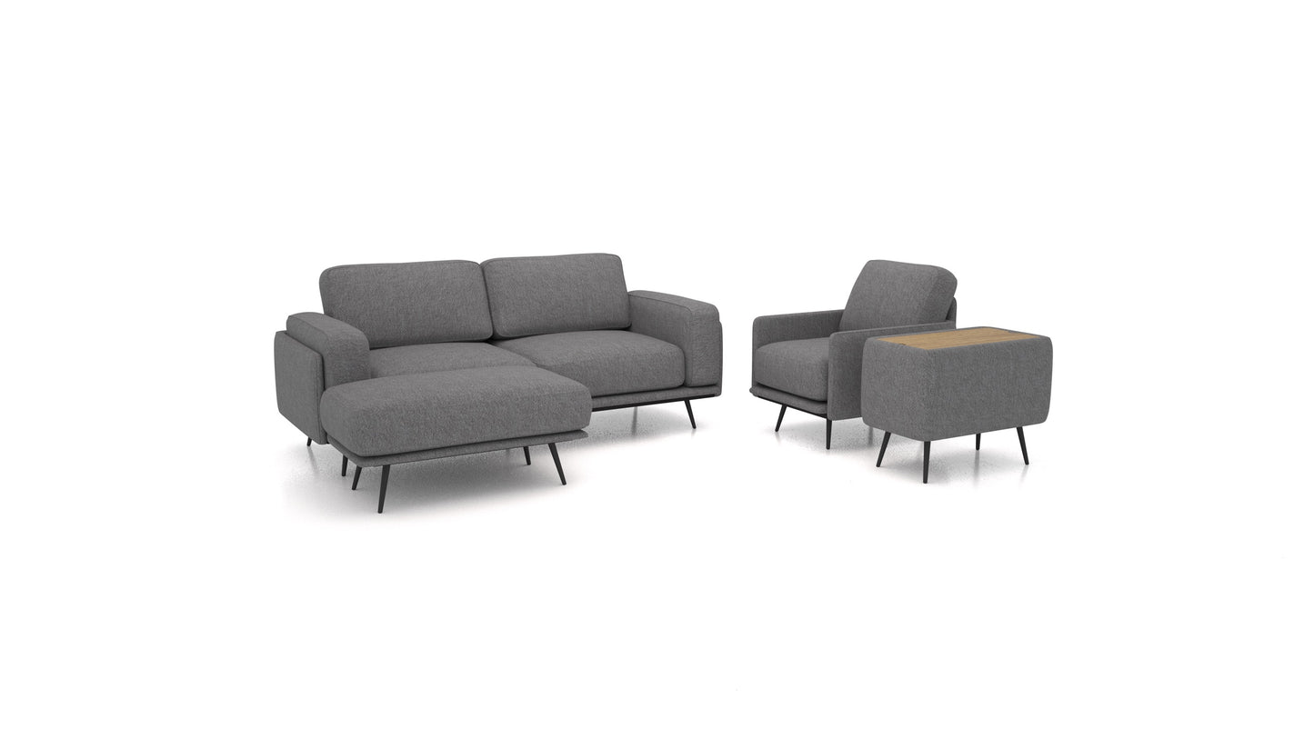 OIKO M+, modularna sjedeća garnitura FEYDOM u tkanini Phoenix FE-92 Dark Grey, tamno drvo