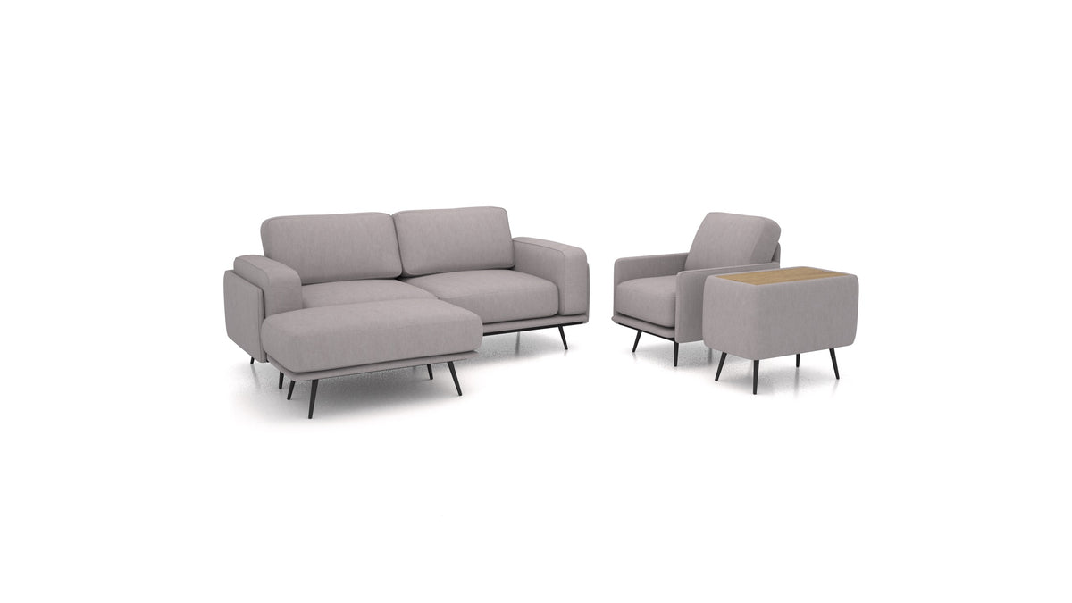 OIKO M+, modularna sjedeća garnitura FEYDOM u tkanini Mollia FF-14 Middle Grey, tamno drvo