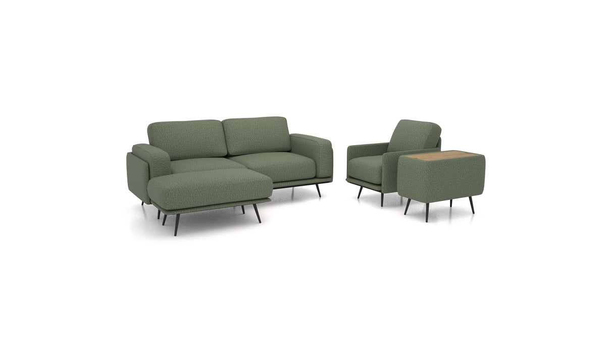 OIKO M+, modularna sjedeća garnitura FEYDOM u tkanini Heim HM-39 Forest, tamno drvo