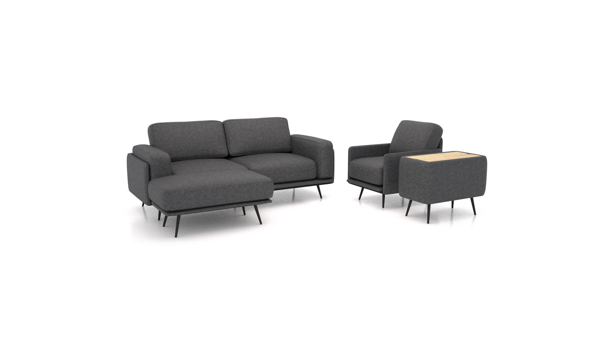 OIKO M+, modularna sjedeća garnitura FEYDOM u tkanini Icon IC-99 Umbra, svijetlo drvo