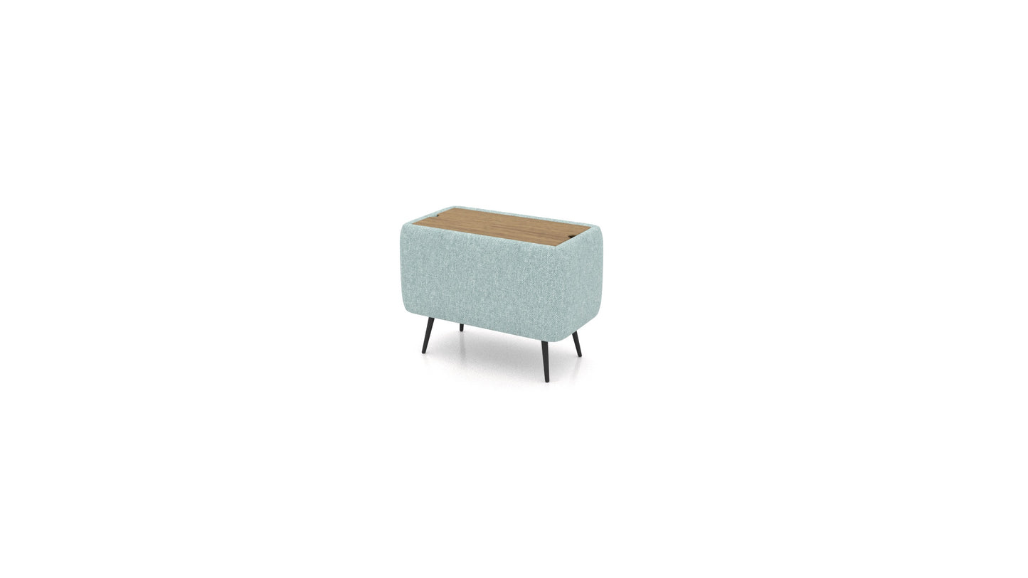OIKO Stol sa spremnikom, element modularne sjedeće FEYDOM u tkanini Alure DE-75 Pastel Blue, tamno drvo