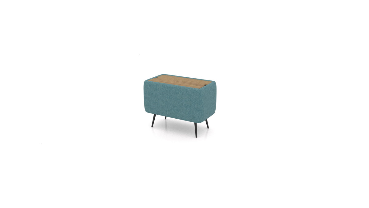 OIKO Stol sa spremnikom, element modularne sjedeće FEYDOM u tkanini Velare ET-16 Turquoise, tamno drvo
