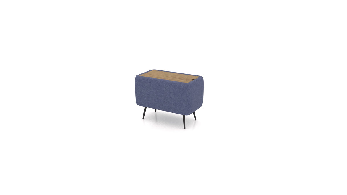 OIKO Stol sa spremnikom, element modularne sjedeće FEYDOM u tkanini Velare ET-80 Noble Blue, tamno drvo