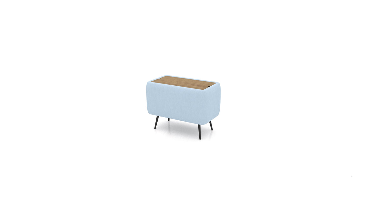 OIKO Stol sa spremnikom, element modularne sjedeće FEYDOM u tkanini Mollia FF-19 Pastel Blue, tamno drvo