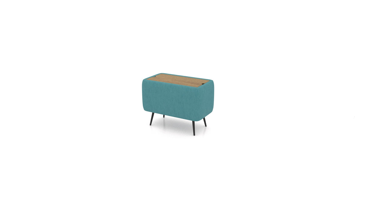 OIKO Stol sa spremnikom, element modularne sjedeće FEYDOM u tkanini Mollia FF-20 Turquoise, tamno drvo
