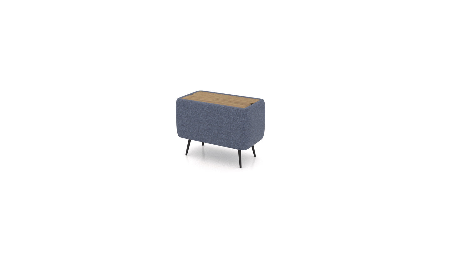 OIKO Stol sa spremnikom, element modularne sjedeće FEYDOM u tkanini Icon IC-79 Deep Blue, tamno drvo